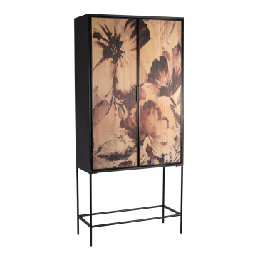 PTMD Kast Abana Printed Bamboo Zwart Metal Frame