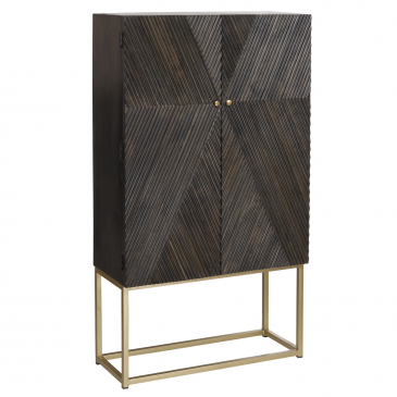 PTMD Kast Leyna Zwart Mangohout Gouden Frame Hoog