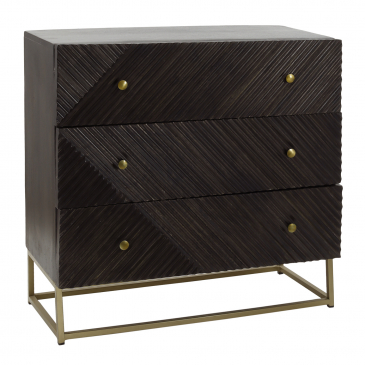 PTMD Kast Leyna Zwart Mangohout Gouden Frame Laag