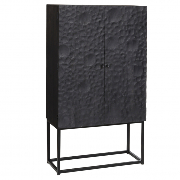 PTMD Kast Laury Zwart Mangohout Sandblasted Hoog