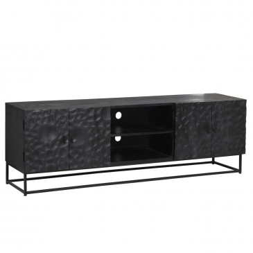 PTMD Tv-Meubel Laury Zwart Mangohout Sandblasted