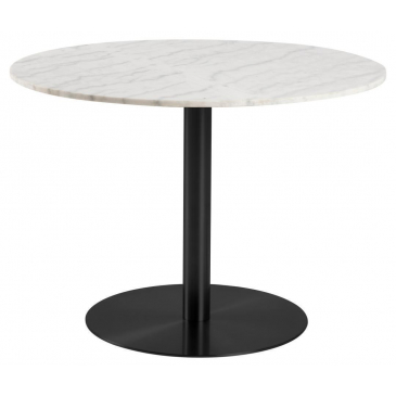 Eettafel Menno Marmer Wit Ø105cm Zwart Onderstel - Giga Living