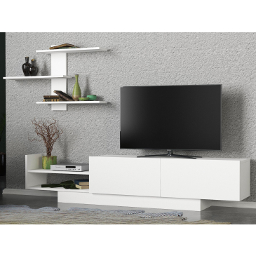 Tv-meubel + Wandplank Egemen Melamine Wit