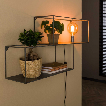 Wandschap 1L Oud Zilver Cubic L - Giga Meubel