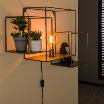 Wandschap 1L Oud Zilver Cubic XL - Giga Meubel