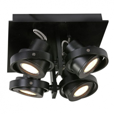 Steinhauer Quatro LED Wandlamp/spots Zwart 4-lichts 24cm