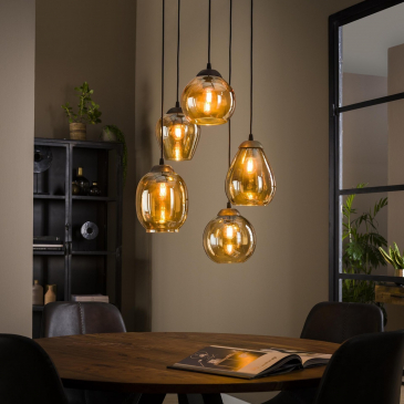 Hanglamp 5L Getrapt Mix Gold - Giga Meubel