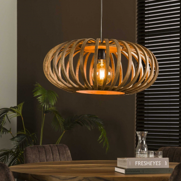 Hanglamp 1L Ø65 Stripes Massief Mango Naturel - Giga Meubel