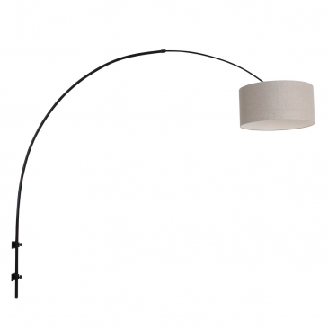 Steinhauer Sparkled Light Wandlamp Zwart Met Grijze Linnen Kap Ø30cm