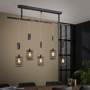 Hanglamp Elevate 5-Lichtbronnen Grijs - Giga Meubel