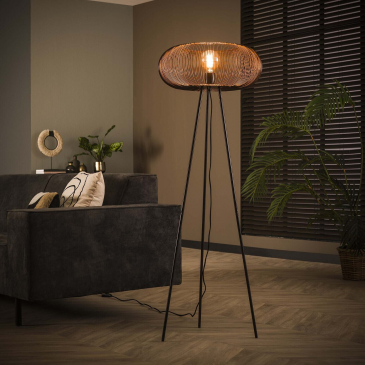 Vloerlamp Copper Twist Zwart Nikkel - Giga Meubel