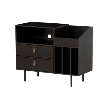 Woood Jackson Platenkast Grenen Zwart