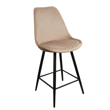 Pole to Pole Barstoel Leaf Velvet Zand/Wit