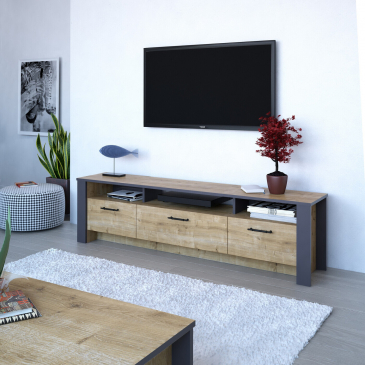 Tv-Meubel Manhattan Melamine Eiken Donker Grijs