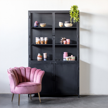 Vitrinekast Lotte Lux Zwart 4drs - Giga Meubel