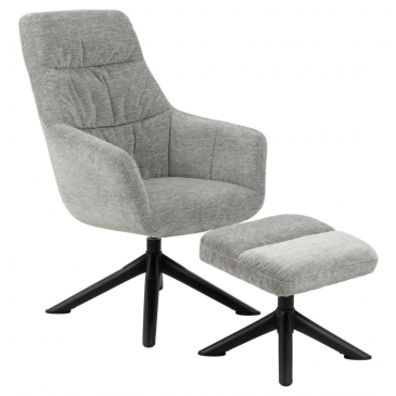 Fauteuil Phoenix Met Hocker Lichtgrijs - Giga Living