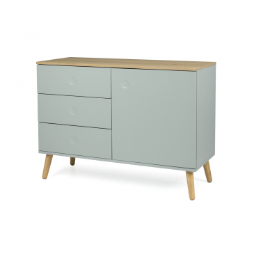 Tenzo Dressoir Dot 1-Deurs 3 Lades Groen/Eiken