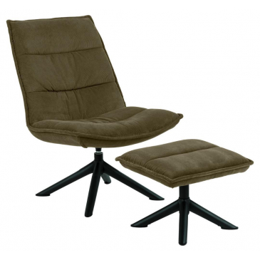 Fauteuil Jos Met Hocker Groen - Giga Living