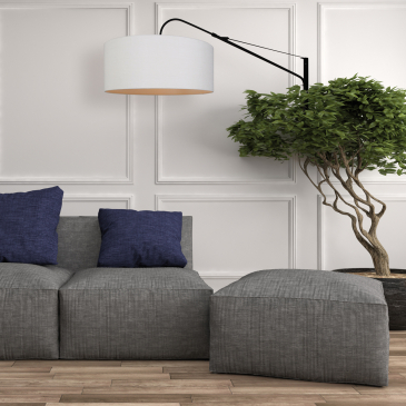 Steinhauer Elegant Classy Wandlamp Zwart Met Witte Linnen Kap Ø50cm