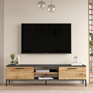 Tv-meubel Ciftlik Melamine Naturel Antraciet 160cm