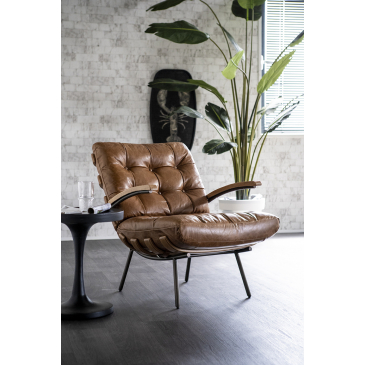 Eleonora Fauteuil Bastiaan Cognac Java Leder