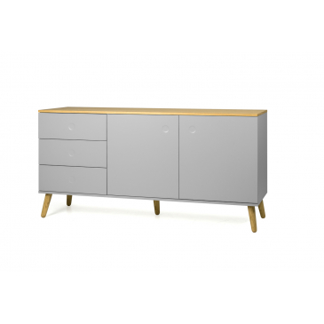 Tenzo Dressoir Dot 2-Deurs 3 Lades Grijs/Eiken