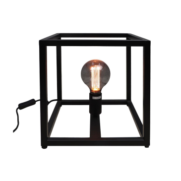 HSM Collection Tafellamp Fremont Vierkant Frame 26cm Gepoedercoat Zwart Metaal