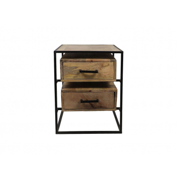 HSM Collection Bijzettafeltje/Nachtkastje Blackwell Naturel/Zwart Mangohout/Ijzer