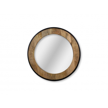 HSM Collection Wangspiegel Rond Ø70cm Naturel/Zwart Mangohout