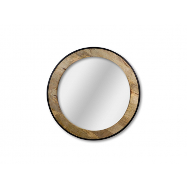 HSM Collection Wangspiegel Rond Ø90cm Naturel/Zwart Mangohout