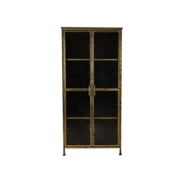 HSM Collection Vitrinekast Fletcher 180cm Goud Metaal/Glas