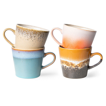 Hkliving 70S Ceramics: Cappuccino Mok - Set van 4