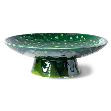 Hkliving The Emeralds: Ceramic Kom On Base L Dripping Groen