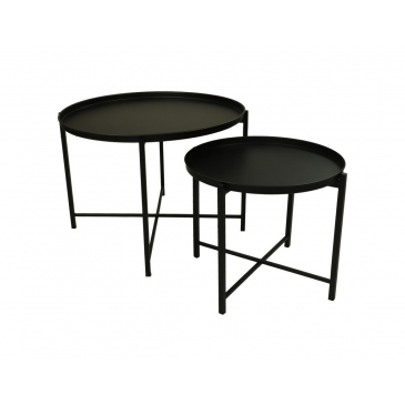 HSM Collection Salontafel Set van 2 Zwart Metaal