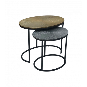 HSM Collection Salontafel Fletcher Ovaal Aluminium/Ijzer Zilver/Goud/Grijs