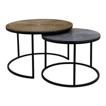 HSM Collection Salontafel Fletcher Rond Aluminium/Ijzer Set van 2