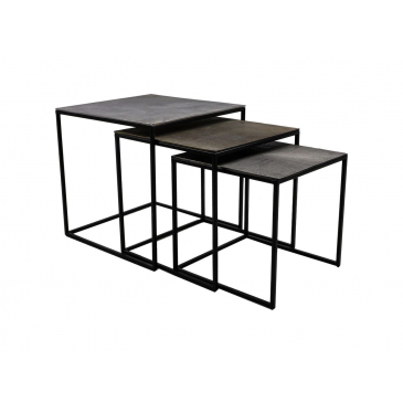 HSM Collection Salontafel Fletcher Vierkant 48cm Zilver/Goud/Grijs Aluminium/Ijzer
