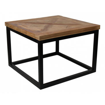 HSM Collection Salontafel Mozaiek 55x55cm Naturel Wax/Zwart Teak/Ijzer
