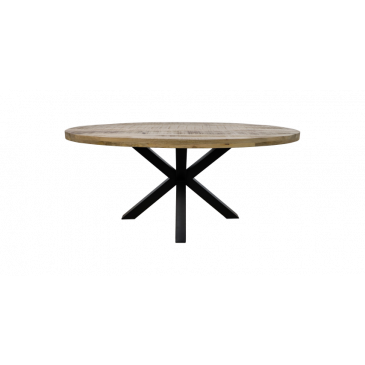 HSM Collection Eettafel Ovaal Portland 180cm Naturel/Zwart Mangohout/Metaal