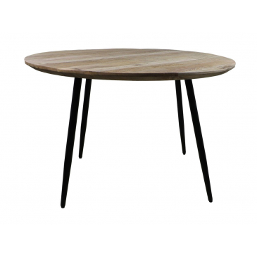 HSM Collection Eettafel Rond Bern Ø120cm Naturel/Zwart Mangohout/Metaal