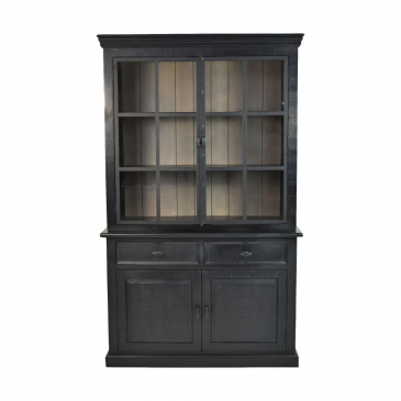HSM Collection Buffetkast Provence 130cm Zwart/Grijs Mangohout/Ijzer/Glas