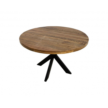 HSM Collection Eettafel Rond Melbourne Ø100cm Naturel Mangohout/Metaal