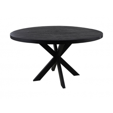 HSM Collection Eettafel Rond Melbourne Ø140cm Zwart Mangohout/Metaal