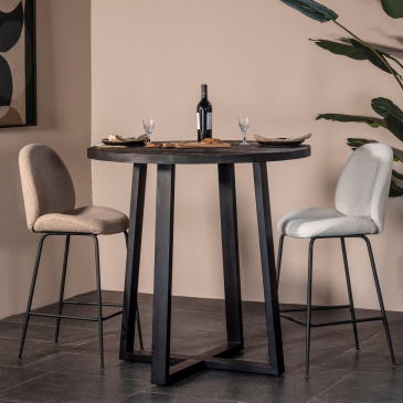 Bartafel Lowie Zwart Rond 110cm - Giga Meubel