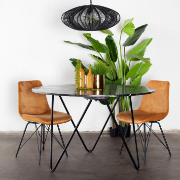 Eettafel Coco Marmer Zwart Rond - Giga Meubel