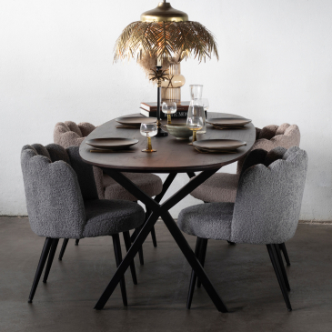 Eettafel Genève Bruin Ovaal 160cm - Giga Meubel