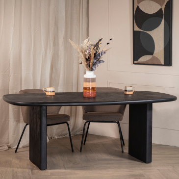 Eettafel Gin Zwart Ovaal 200cm - Giga Meubel