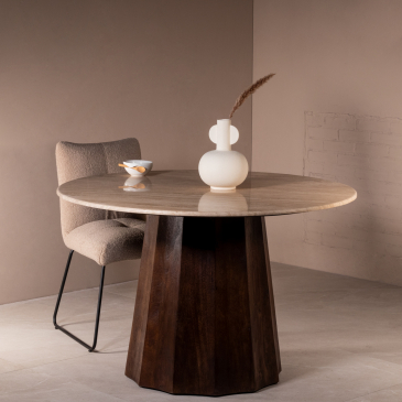 Eettafel Lucio Bruin Travertin 120cm - Giga Meubel