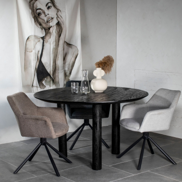 Eettafel Morgan Zwart Rond 130cm - Giga Meubel
