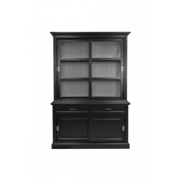 HSM Collection Buffetkast Venice 150cm Zwart/Lichtgrijs Mahonie/Glas